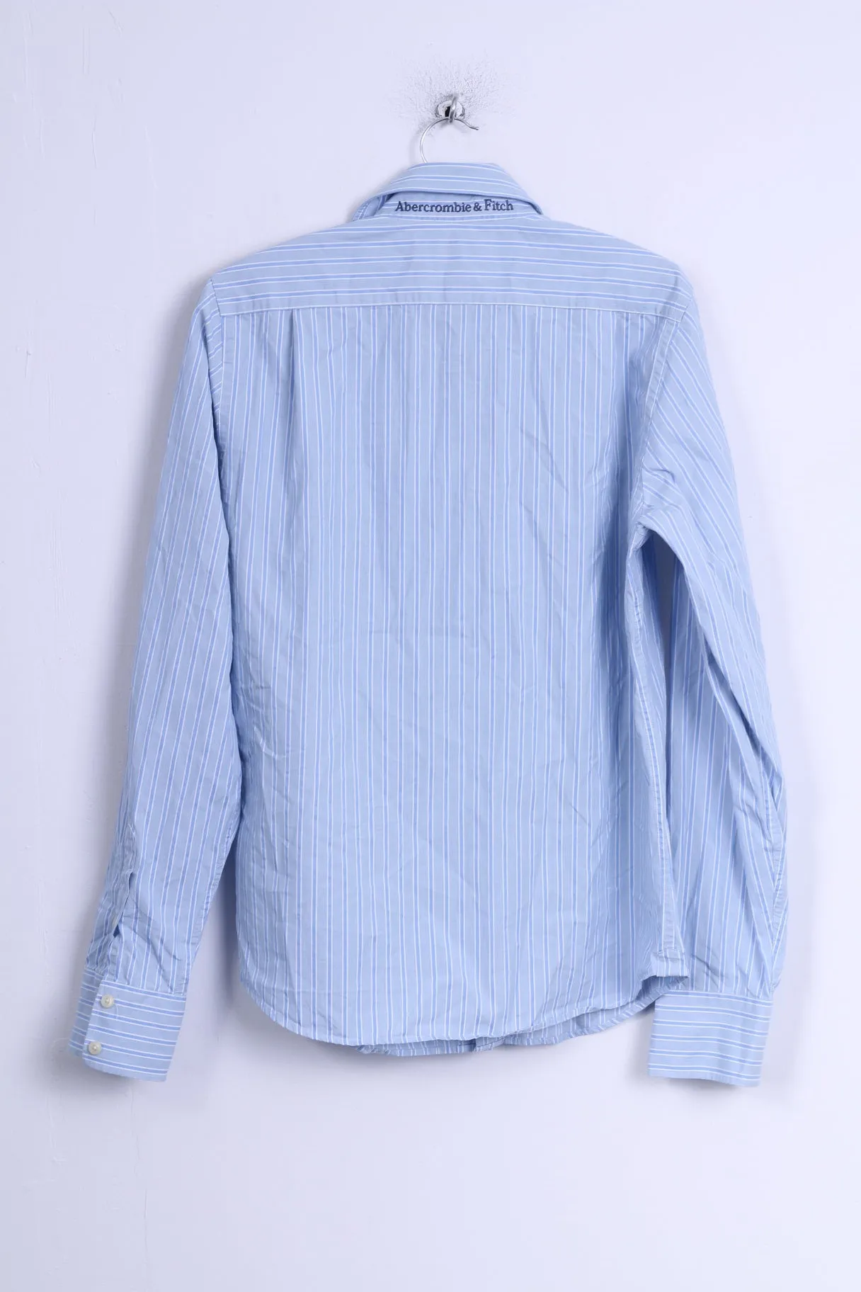 Abercrombie & Fitch Mens M Casual Shirt Blue Striped Cotton Long Sleeve Muscle