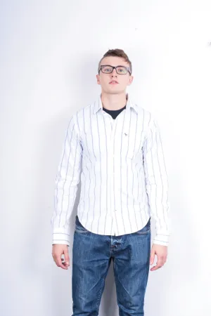Abercrombie & Fitch Mens S Casual Shirt White Cotton Striped Muscle