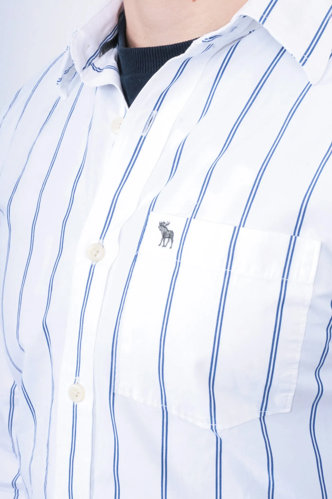 Abercrombie & Fitch Mens S Casual Shirt White Cotton Striped Muscle
