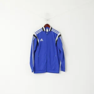 Adidas Men M Sweatshirt Blue Shiny Retro Full Zipper Sport Training Track Top