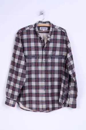 Aesse Mens L Casual Shirt Technical Equipment Checkered Long Sleeve