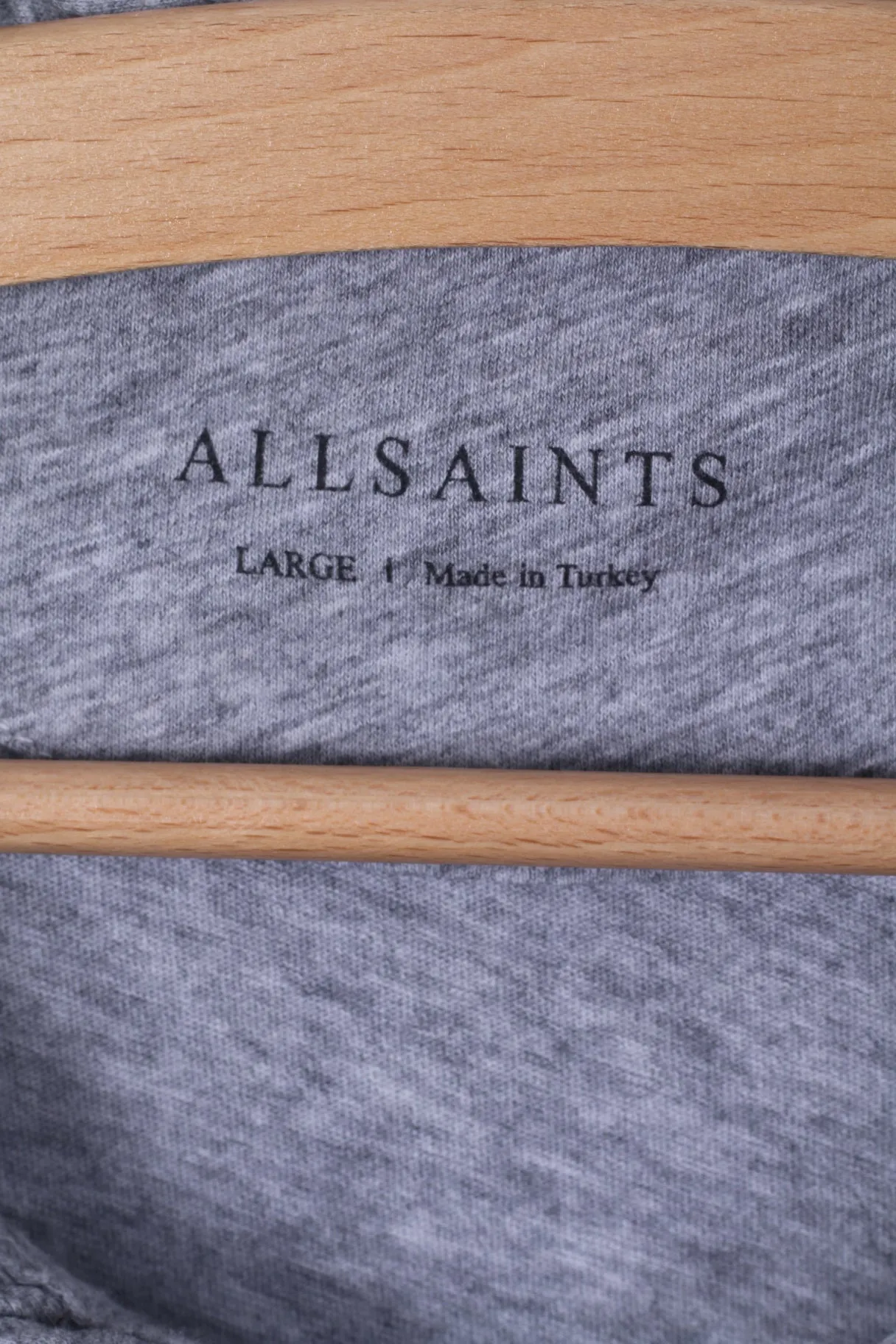 All Saints Mens S Polo Shirt Grey Cotton Stretch Short Sleeve