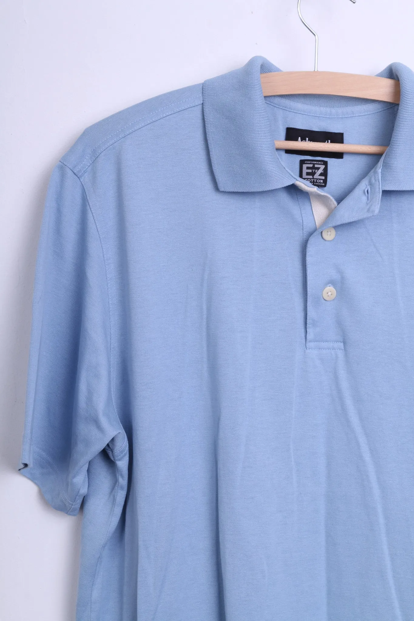 Ashworth Mens M Polo Shirt Classic Cotton Blue Performance Tech