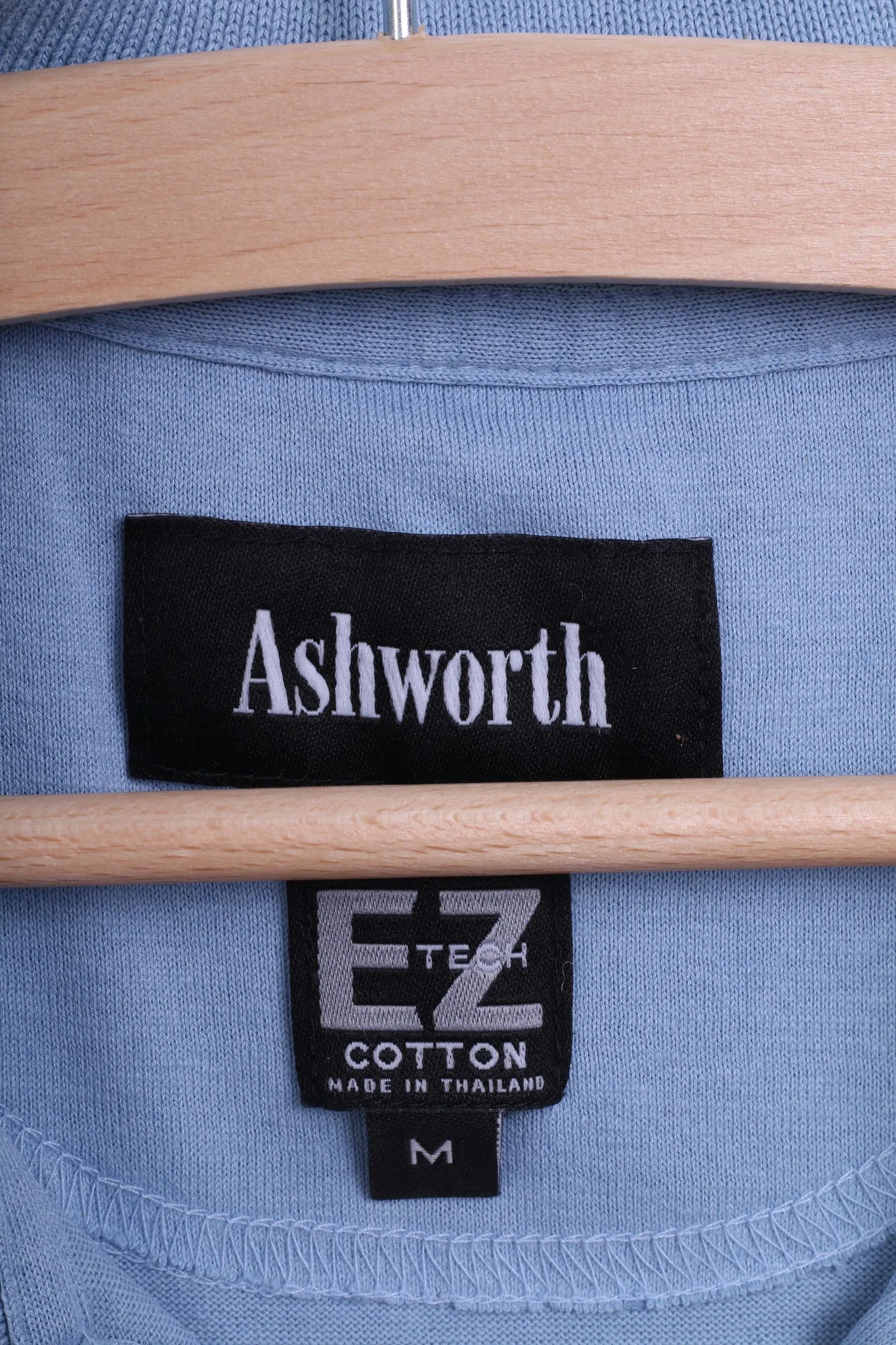 Ashworth Mens M Polo Shirt Classic Cotton Blue Performance Tech