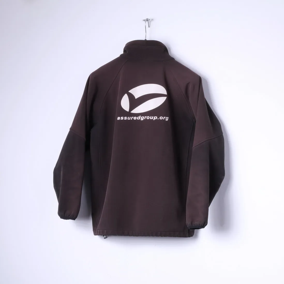 Assuredgroup Mens M Jacket Brown Softshell Full Zipper Outdoor Top