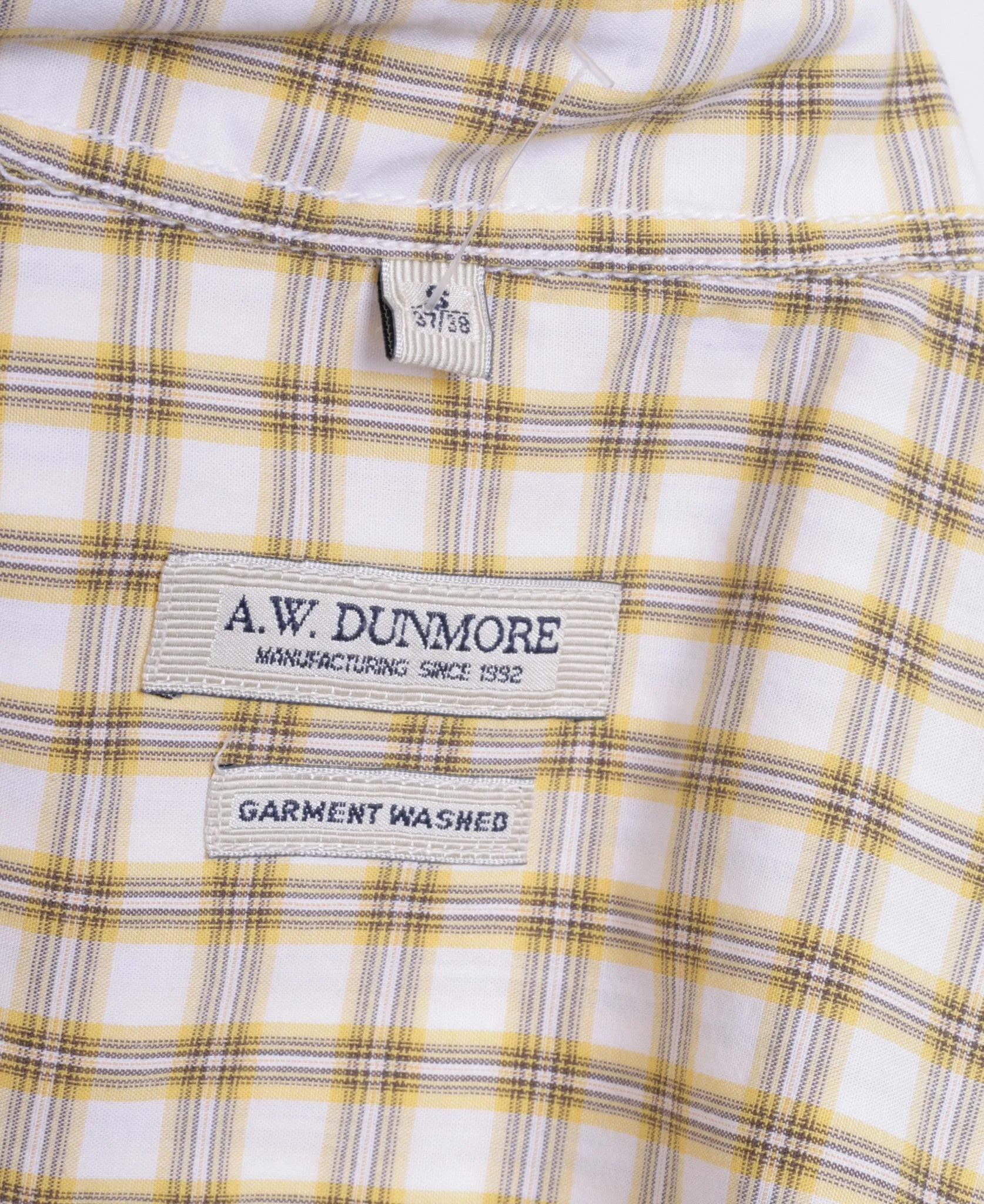 A.W. Dunmore Mens S Casual Shirt Check Yellow Cotton Short Sleeve