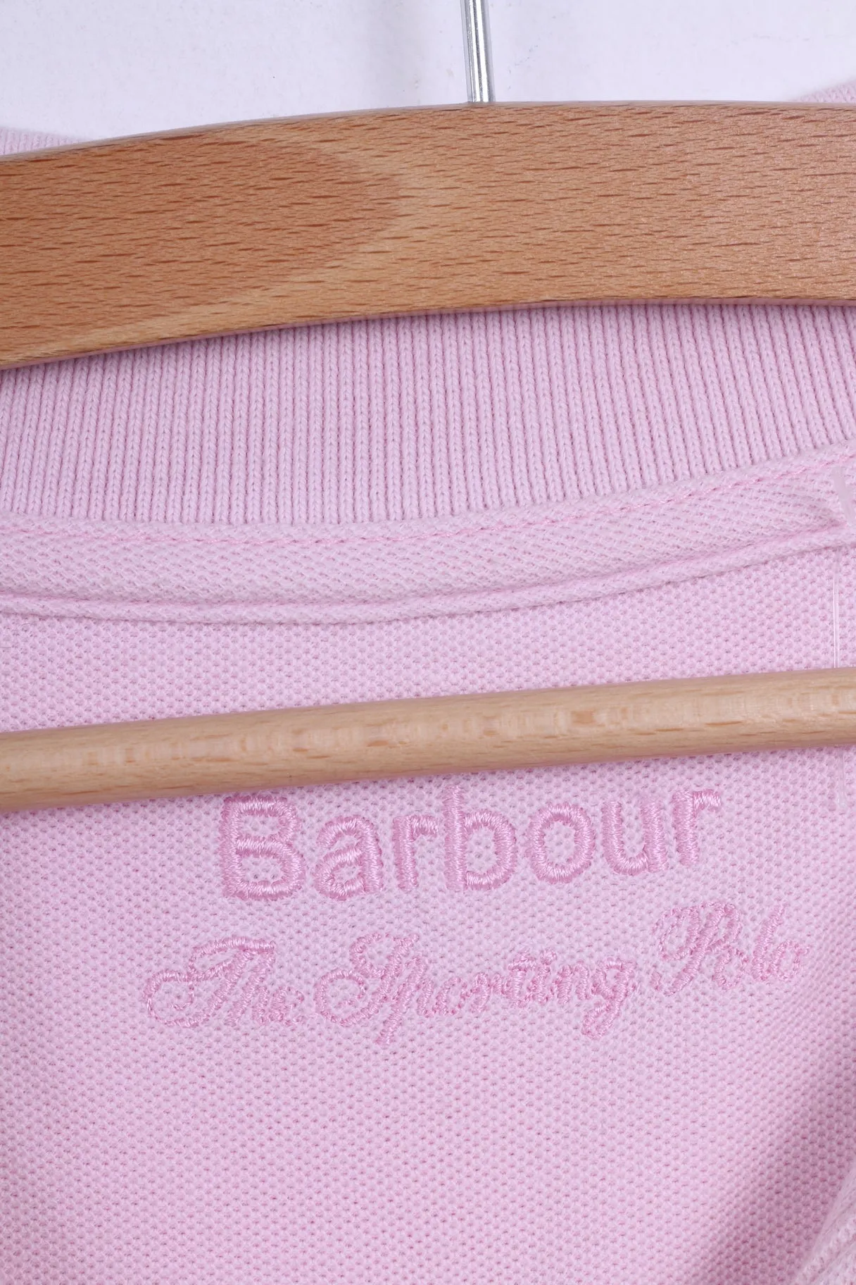 Barbour Mens XL Polo Shirt Pink Sporting Polo Detailed Buttons Cotton