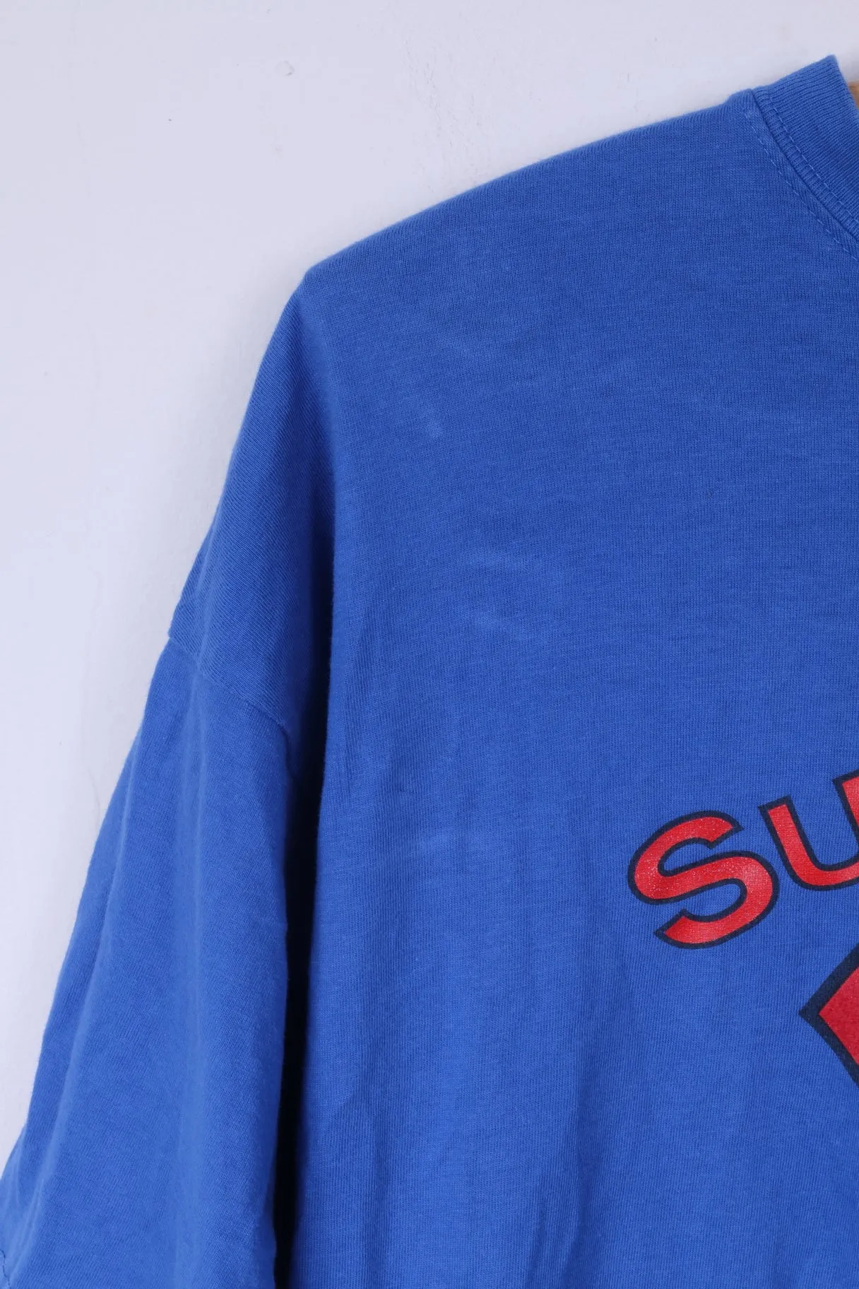 Bhs Ltd Mens L T-Shirt Blue Cotton Graphic Superdad Superhero
