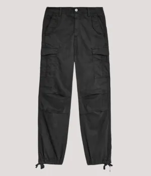 Black Lyocell Rich Cargo Trousers