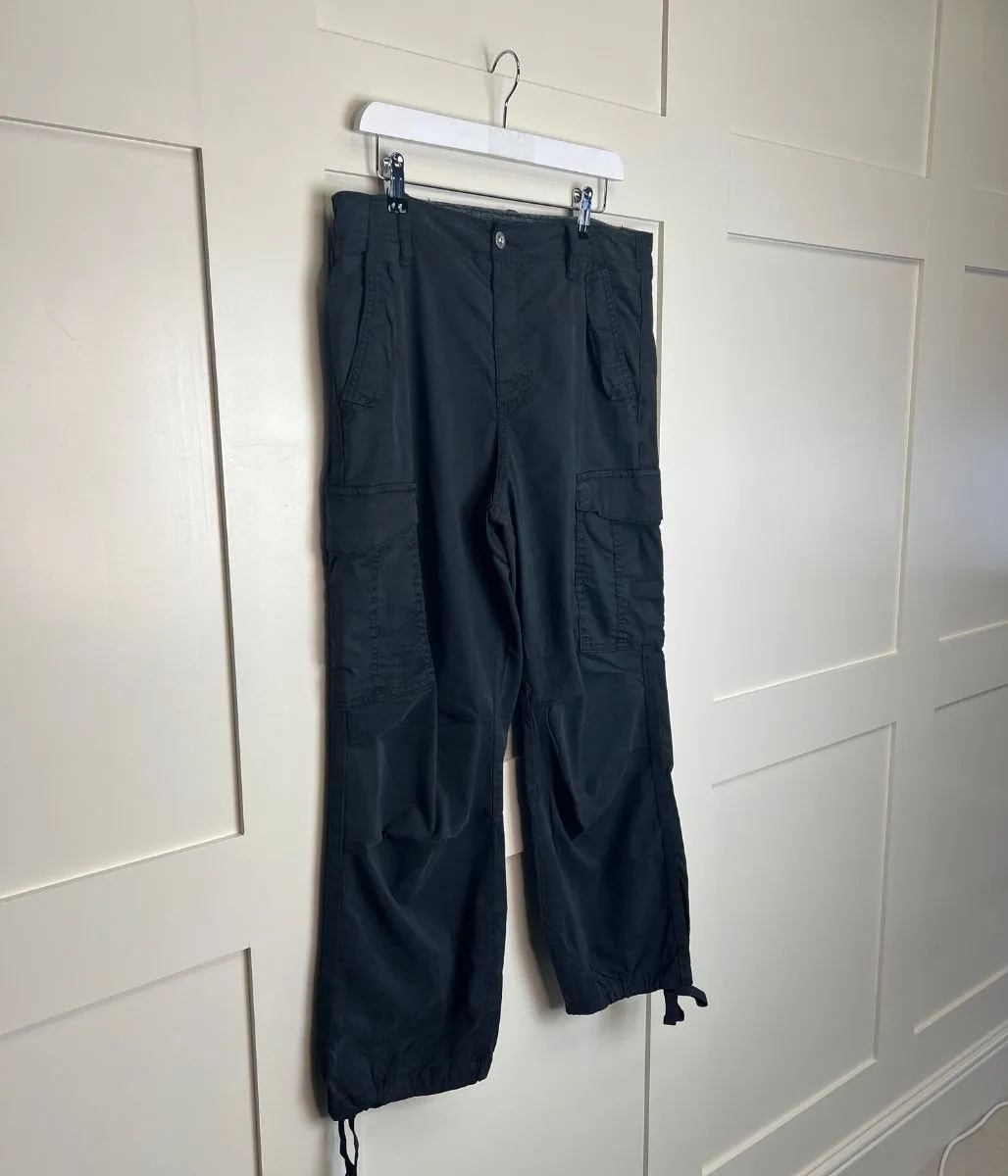 Black Lyocell Rich Cargo Trousers