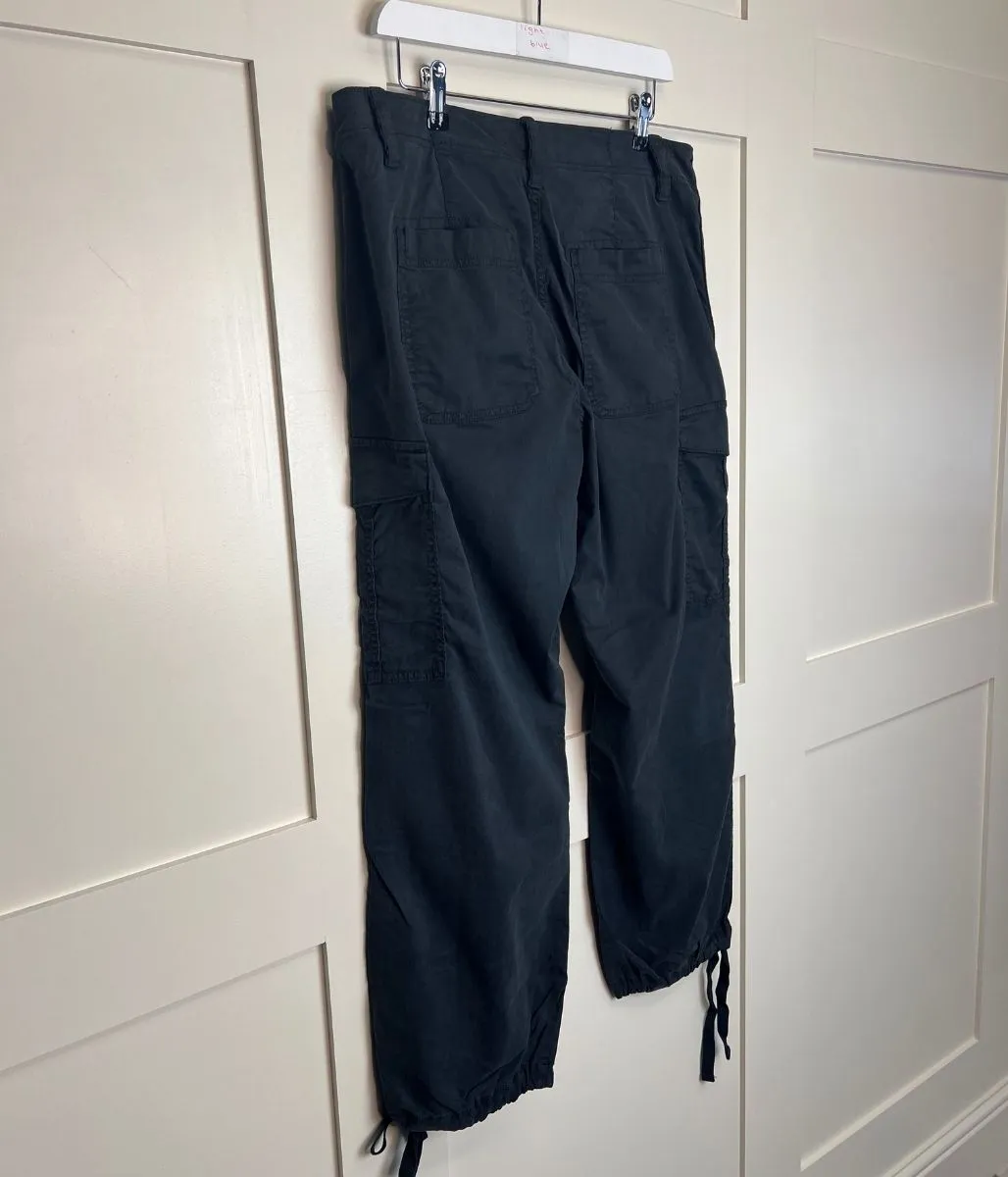 Black Lyocell Rich Cargo Trousers