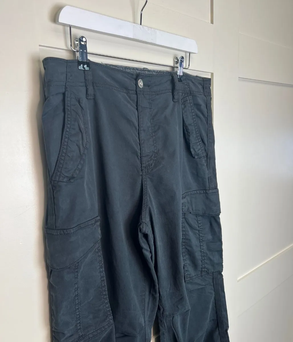 Black Lyocell Rich Cargo Trousers