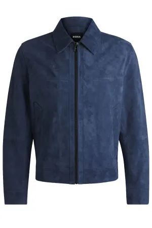 Boss Black H-Malbano 5 Suede Jacket Medium Blue