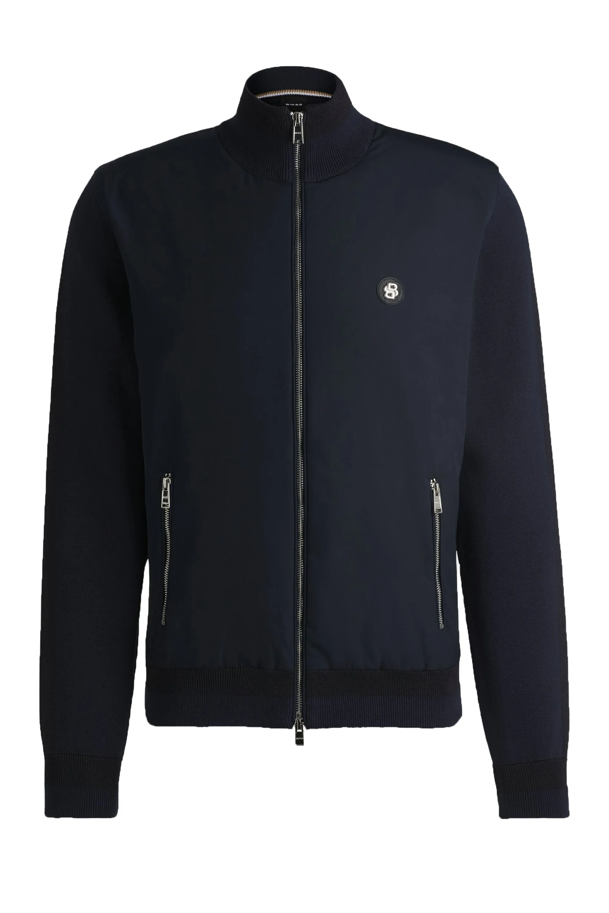 Boss C-Darmando Mixed-material Zip-up Jacket Dark Blue
