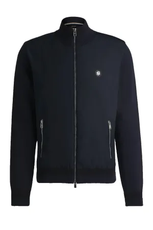 Boss C-Darmando Mixed-material Zip-up Jacket Dark Blue