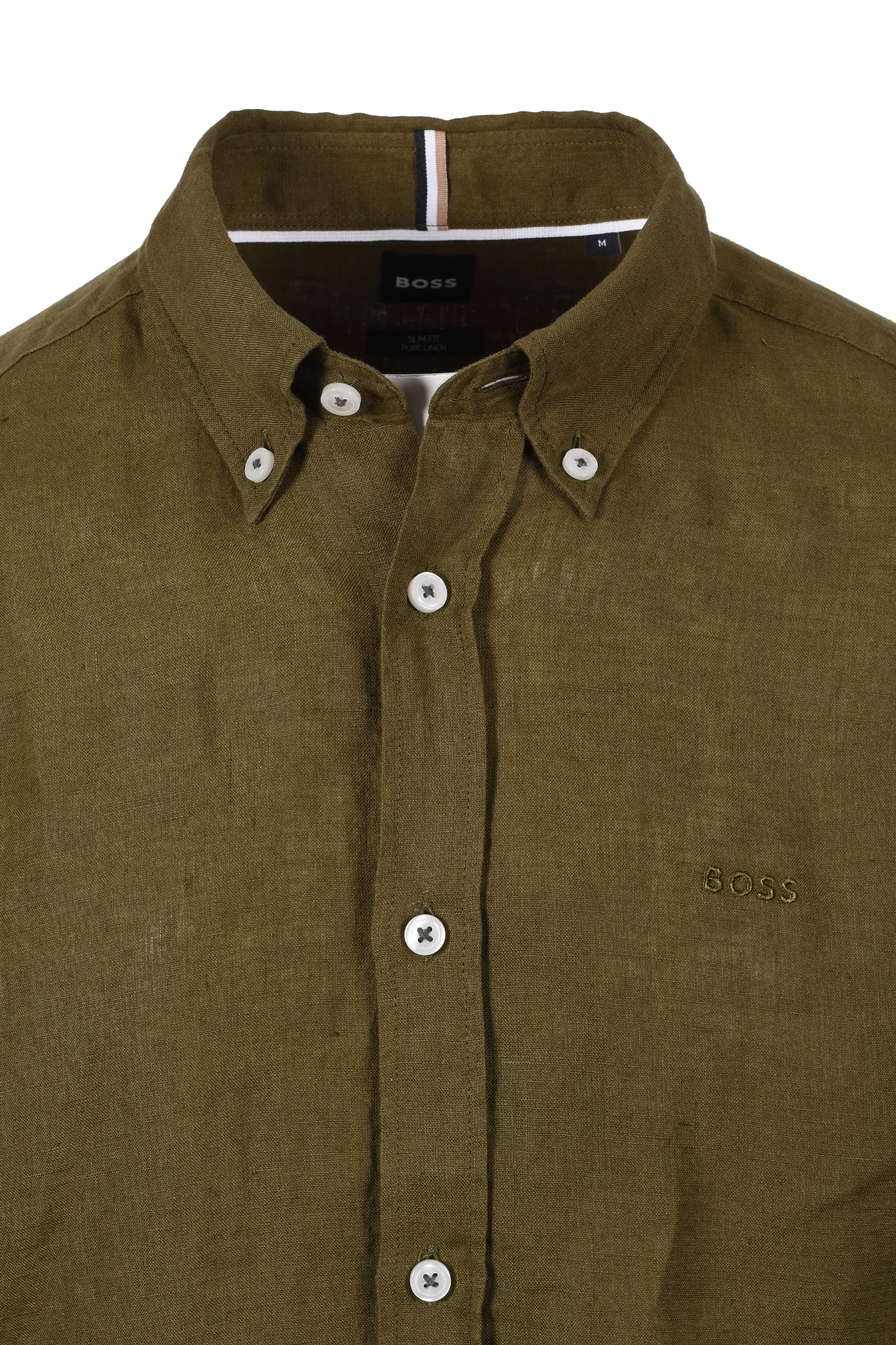 Boss H-roan-bd-e-c1-243 Linen Shirt Dark Green