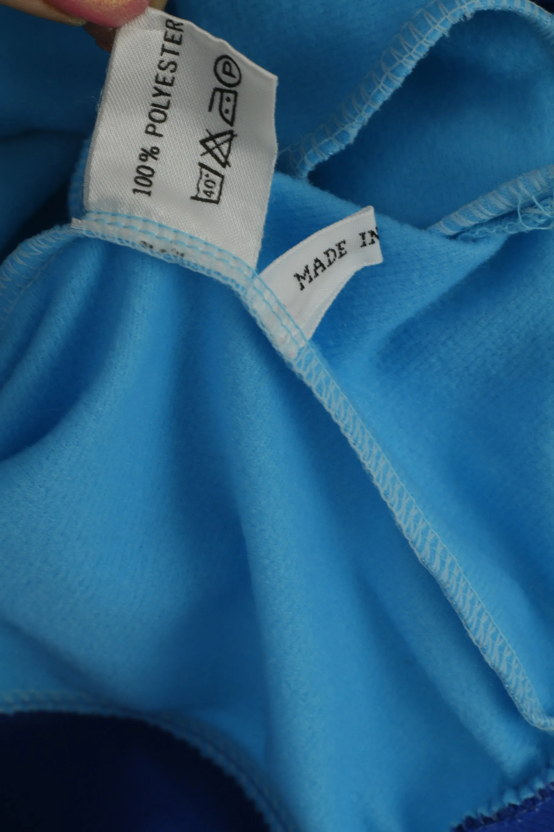 Californian Men L Sweatshirt Blue Shiny Retro Zip Up Sportswear Track Top