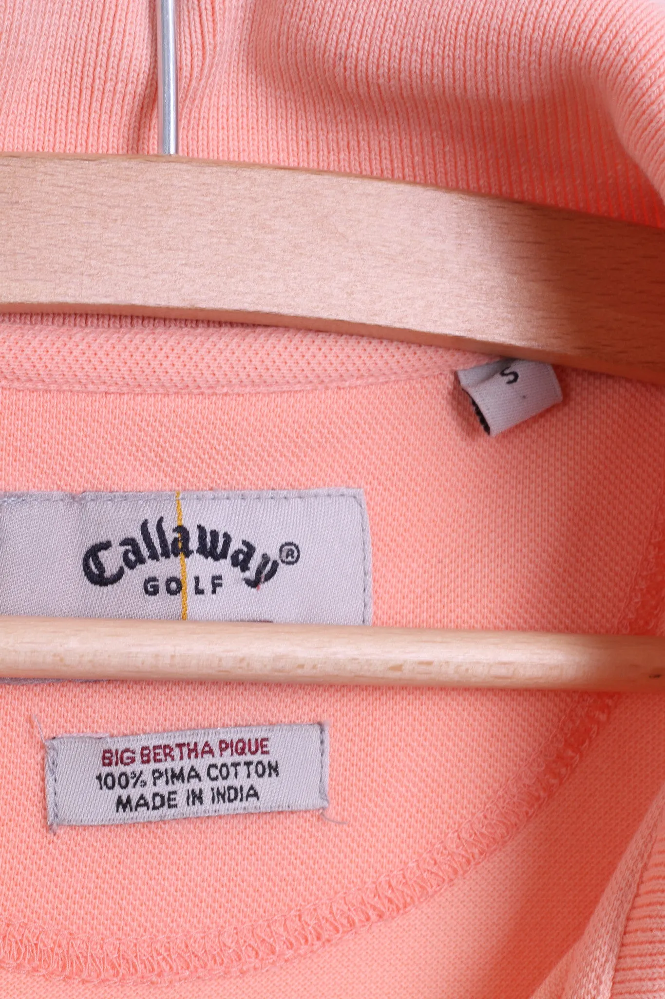 Callaway Golf Mens S Polo Shirt Peach LAS AMERICAS TENERIFE Big Bertha Pique