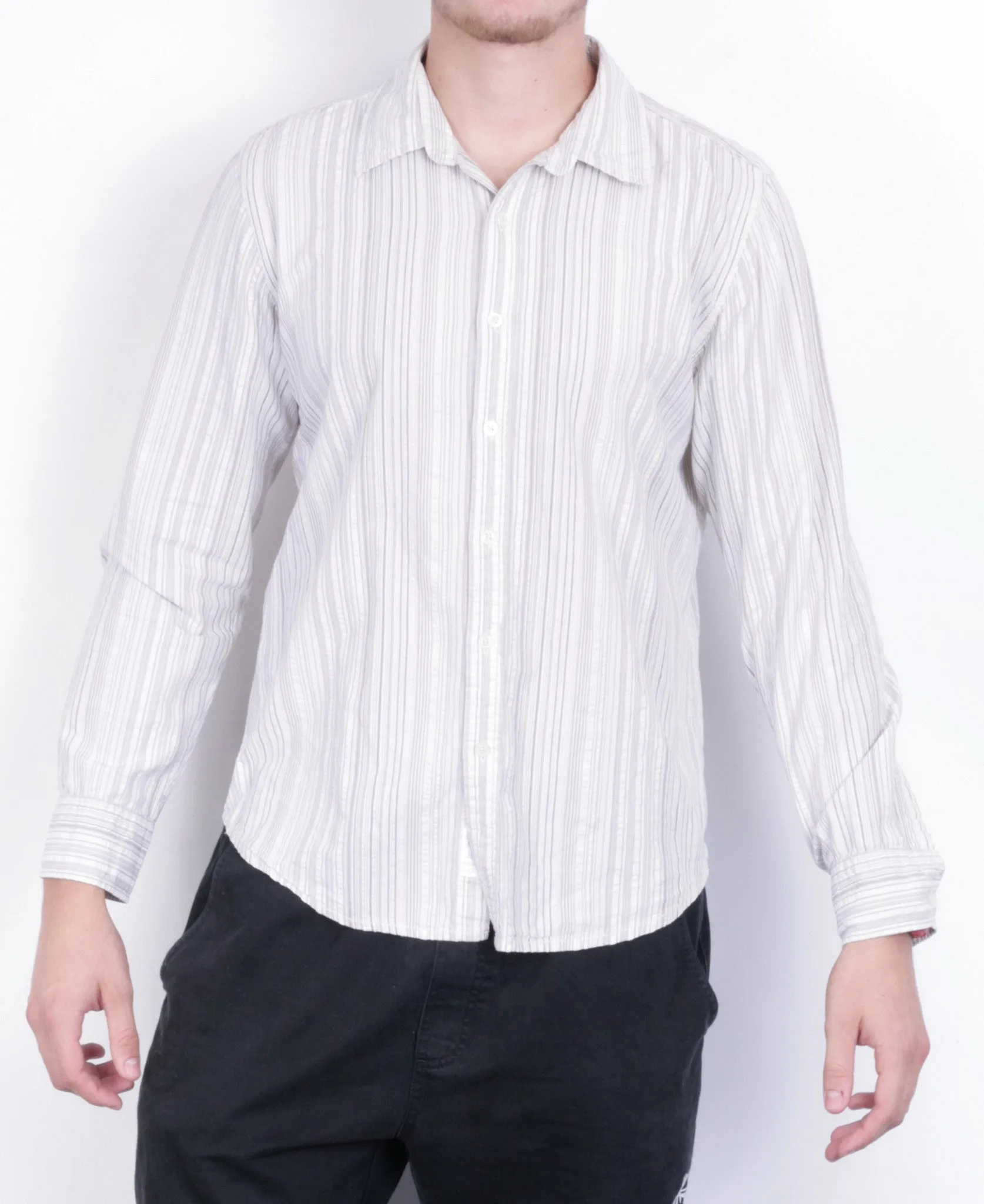 Calvin Klein Jeans Mens M Casual Shirt Striped Cotton Short Sleeve