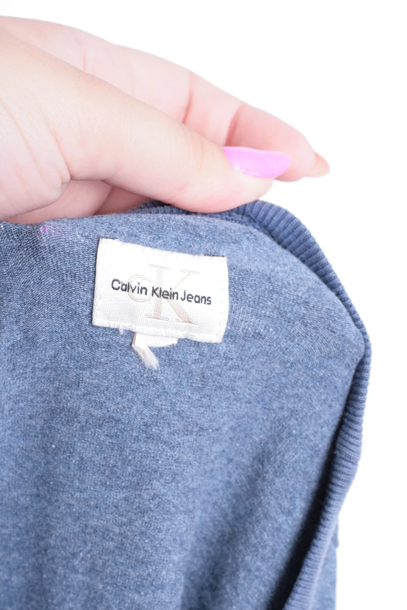 Calvin Klein Jeans Mens XL Shirt Crew Neck Navy Blue Short Sleeve Summer