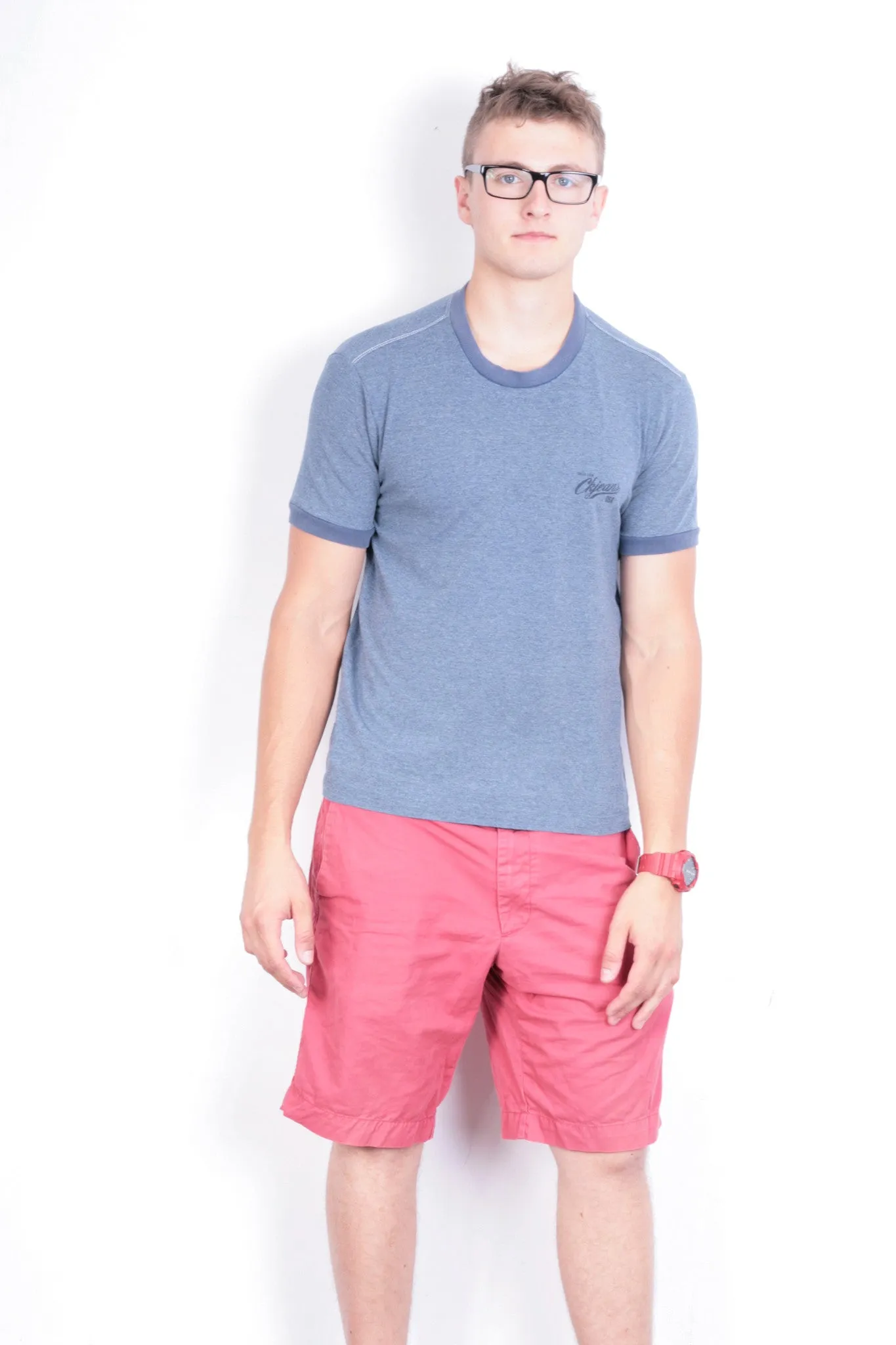 Calvin Klein Jeans Mens XL Shirt Crew Neck Navy Blue Short Sleeve Summer