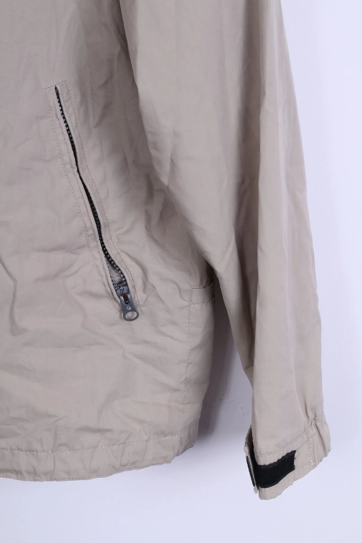 Camaro CMR Mens M Jacket Beige Lightweight Zip Up Hidden Hood Top