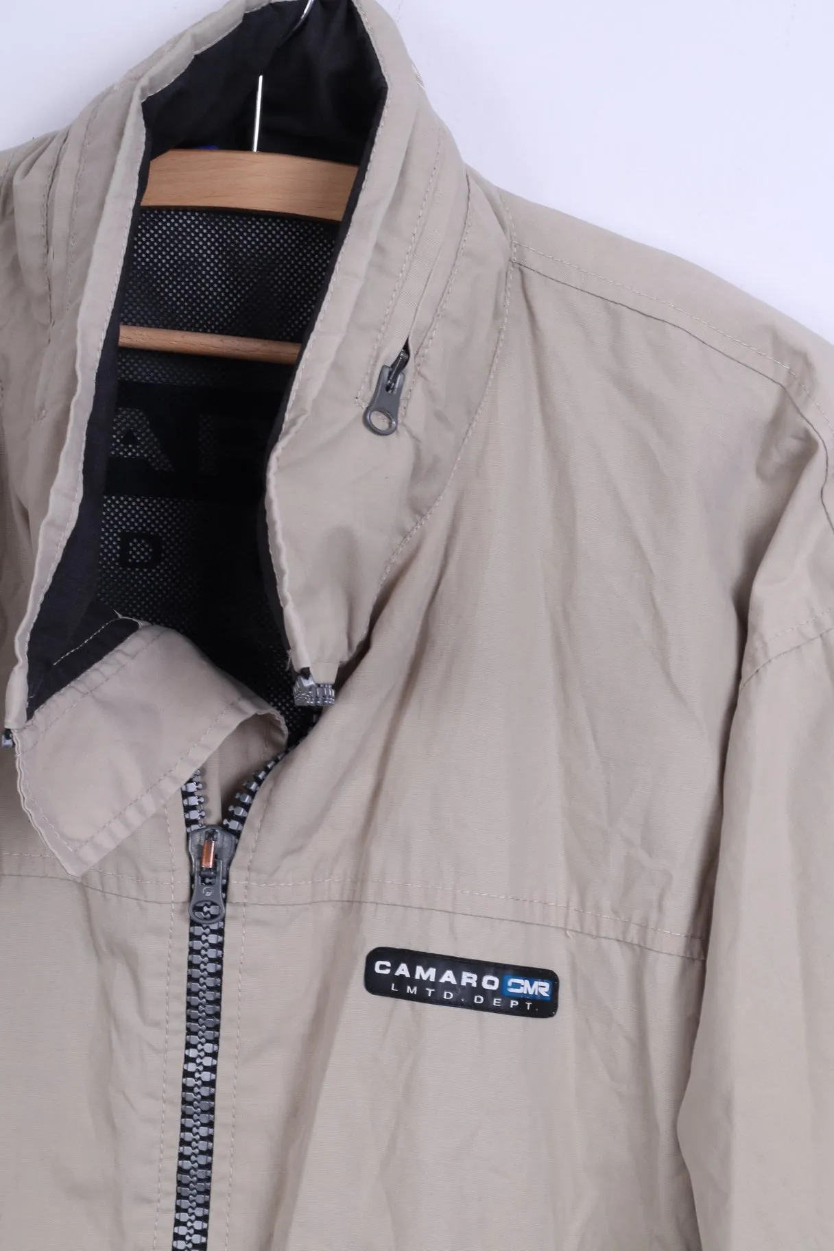 Camaro CMR Mens M Jacket Beige Lightweight Zip Up Hidden Hood Top
