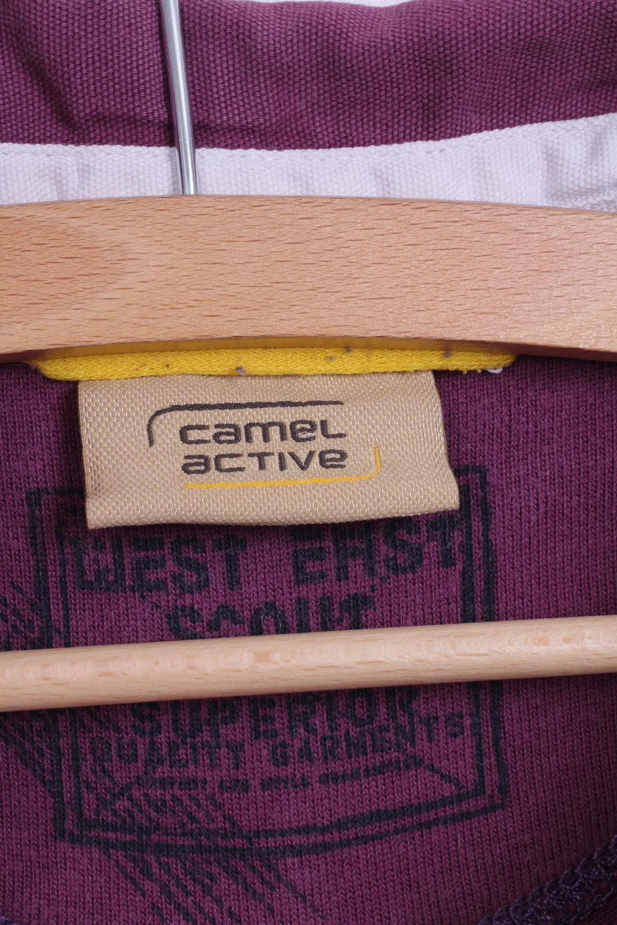 Camel Active Mens L Polo Shirt Purple Detailed Buttons Long Sleeve