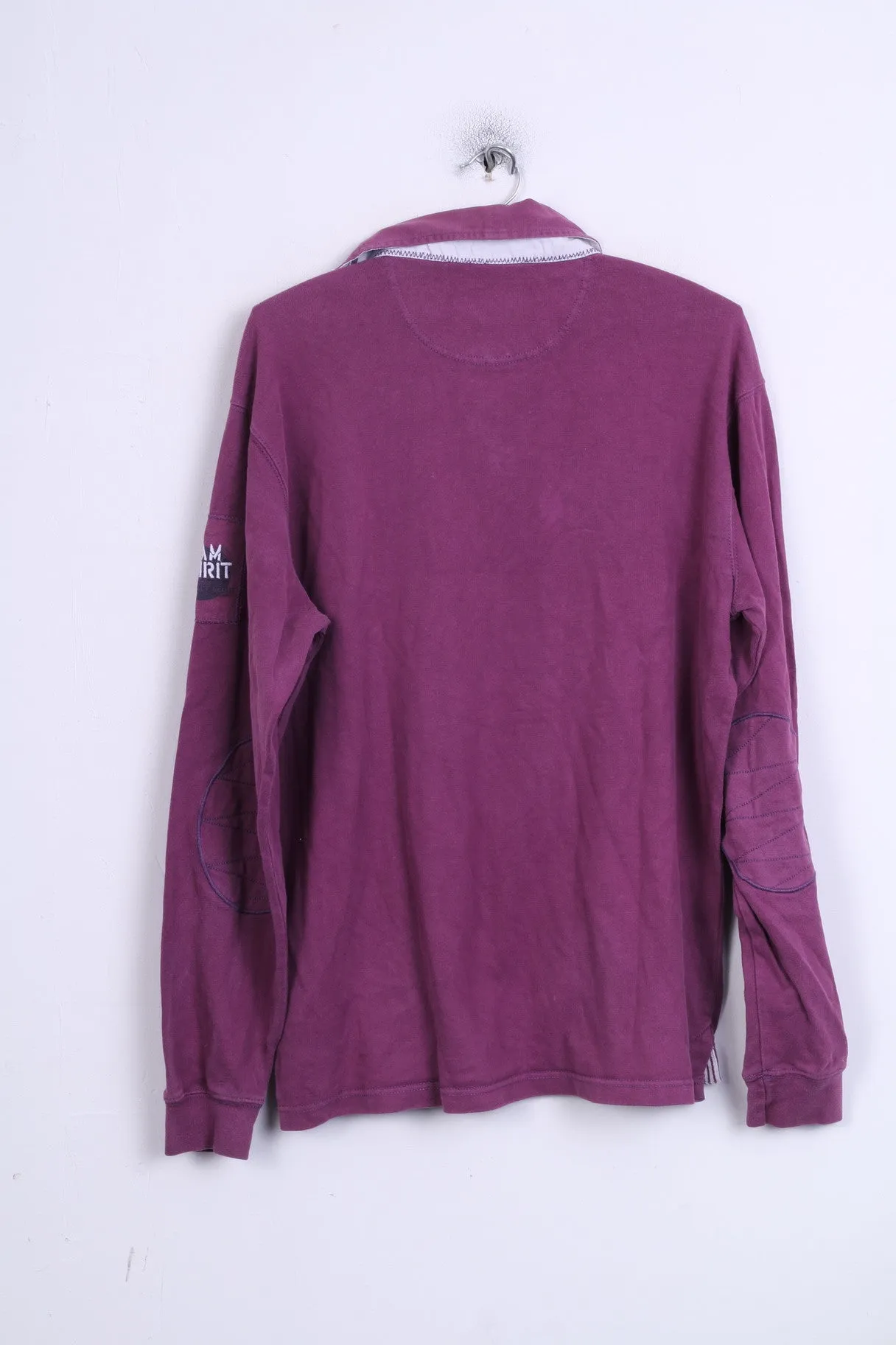 Camel Active Mens L Polo Shirt Purple Detailed Buttons Long Sleeve