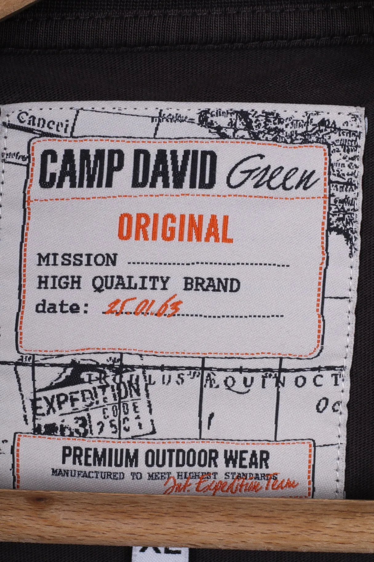 Camp David Mens XL T-Shirt Brown Outdoor Wear Cotton Graphic Top