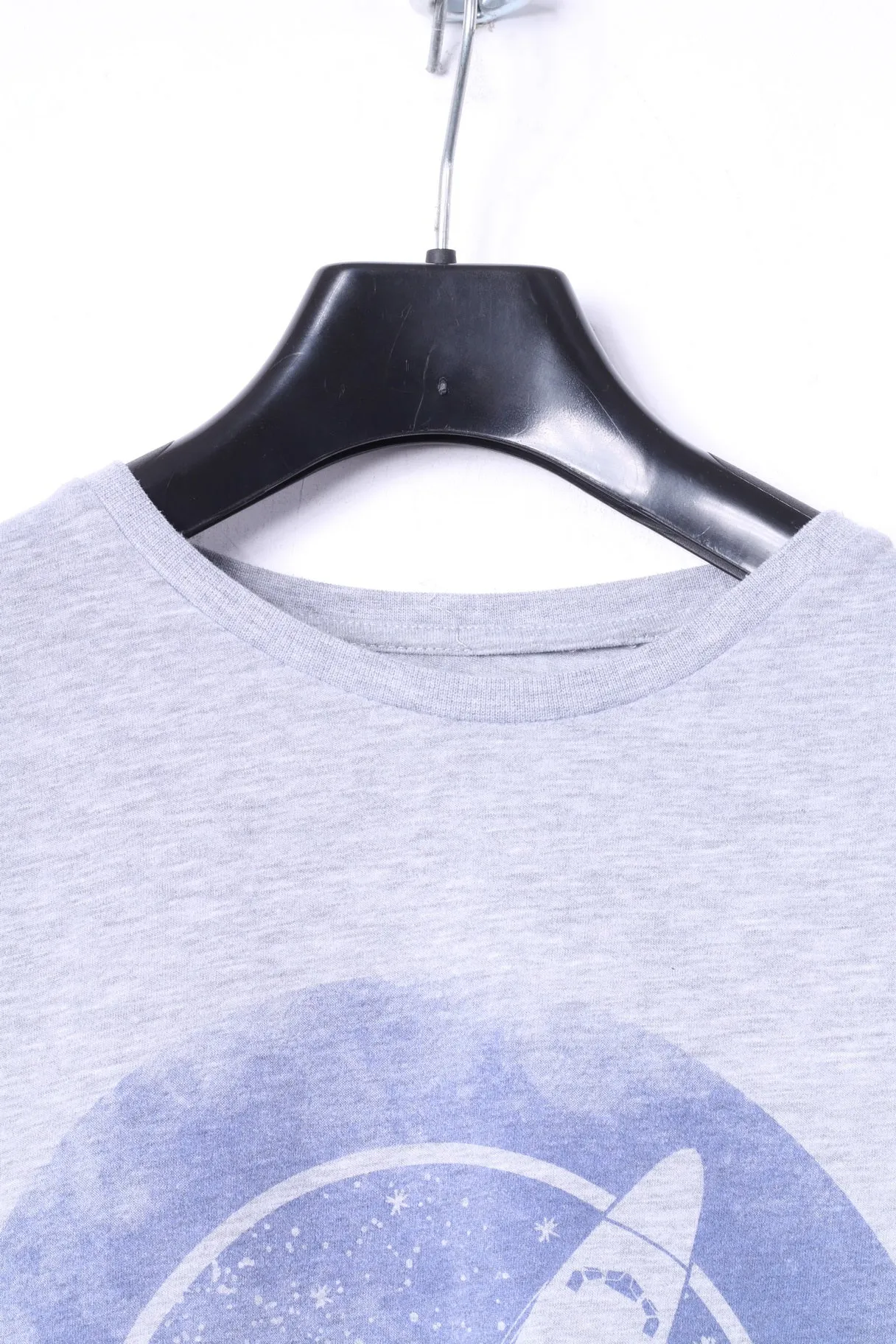 Cedar Wood State Mens L (M) T_Shirt Grey Cotton Graphic NASA Slim Fit Top