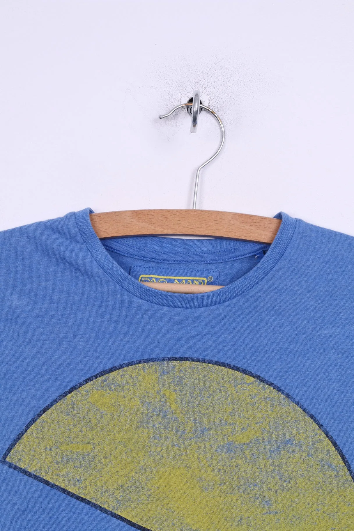 Cedar Wood State Pac-Man Mens S Grapic Shirt Blue Crew Neck Cotton