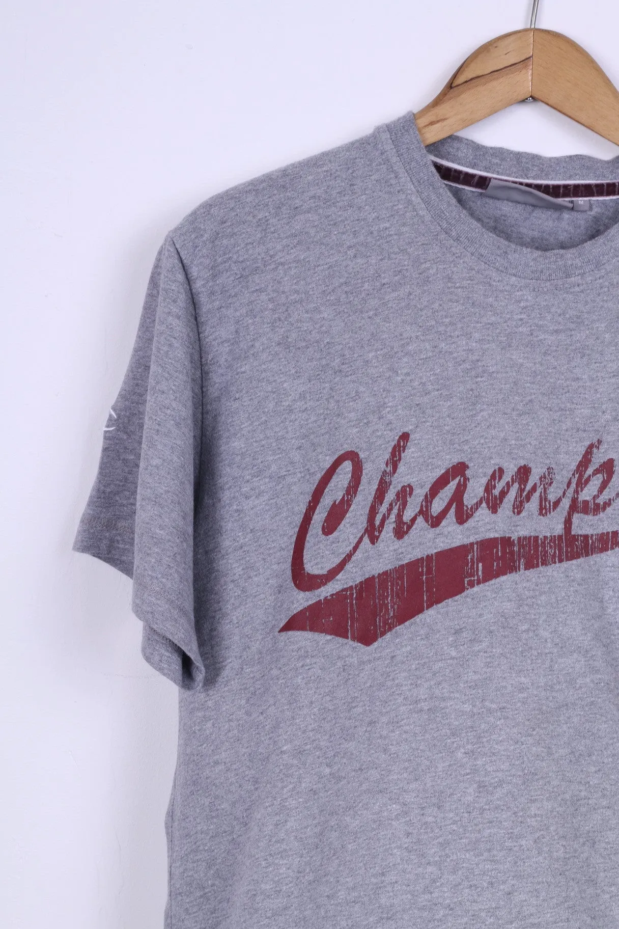 Champion Mens M T-Shirt Grey Cotton Graphic