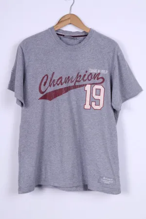 Champion Mens M T-Shirt Grey Cotton Graphic