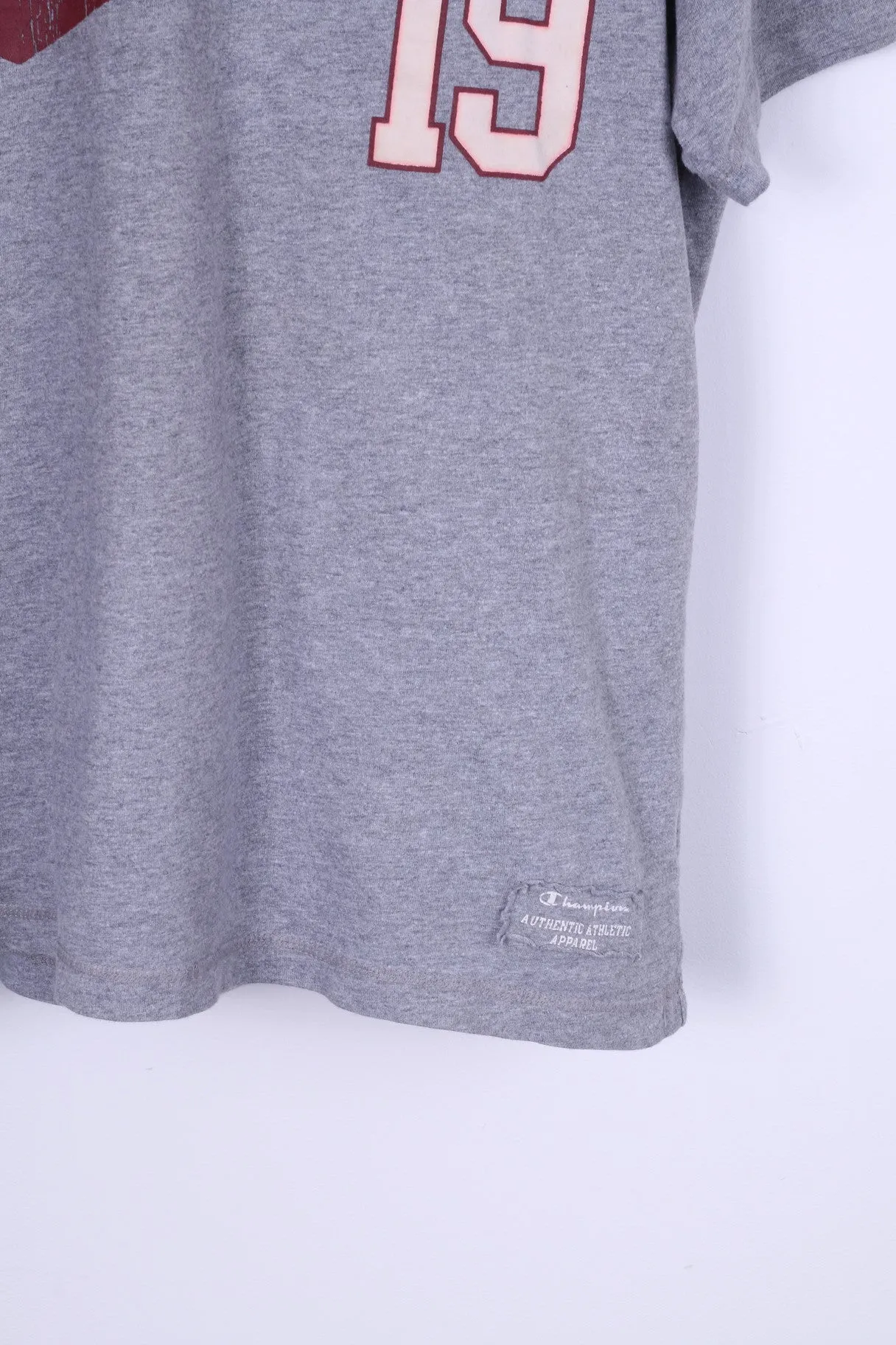 Champion Mens M T-Shirt Grey Cotton Graphic