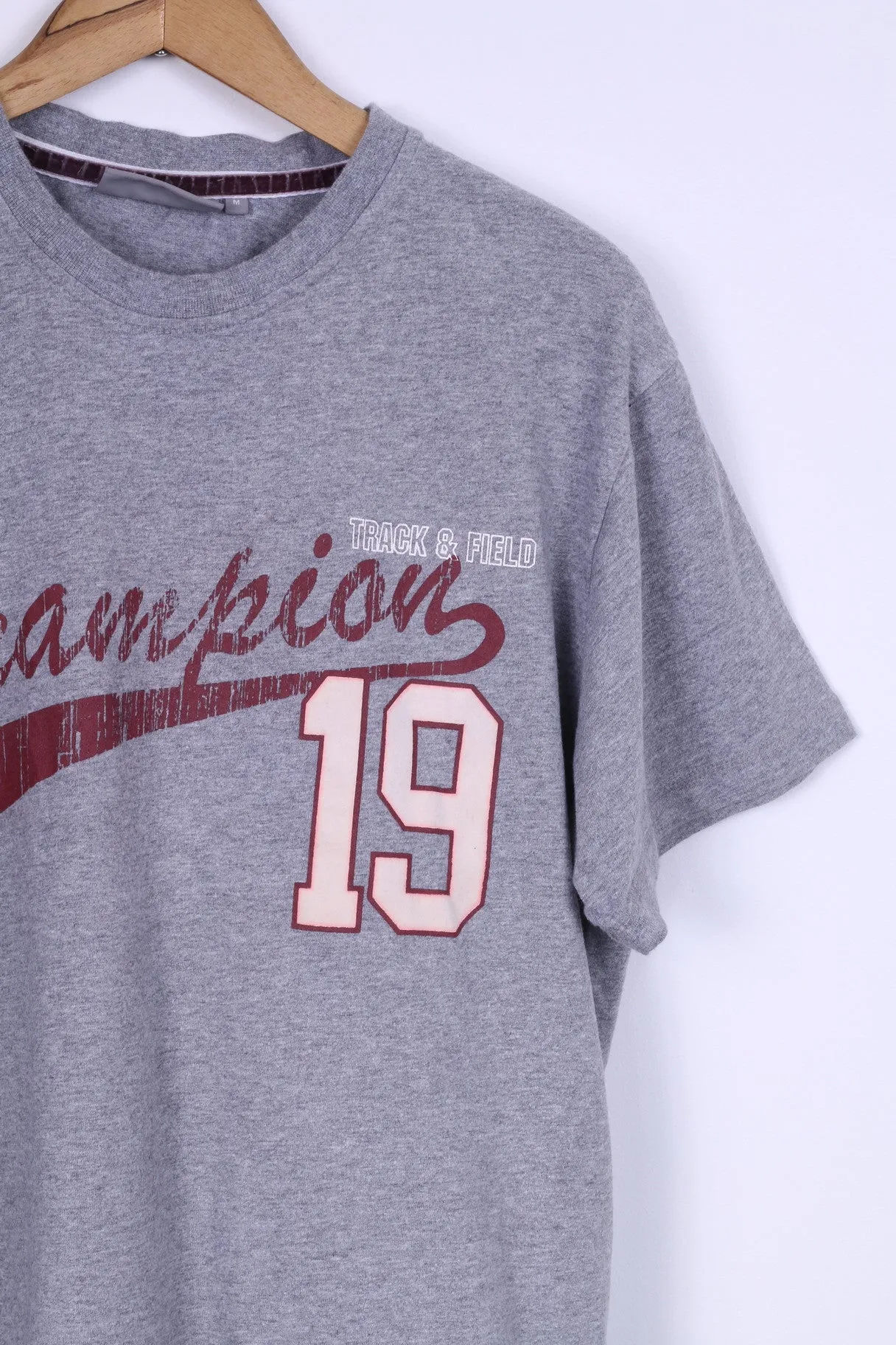 Champion Mens M T-Shirt Grey Cotton Graphic
