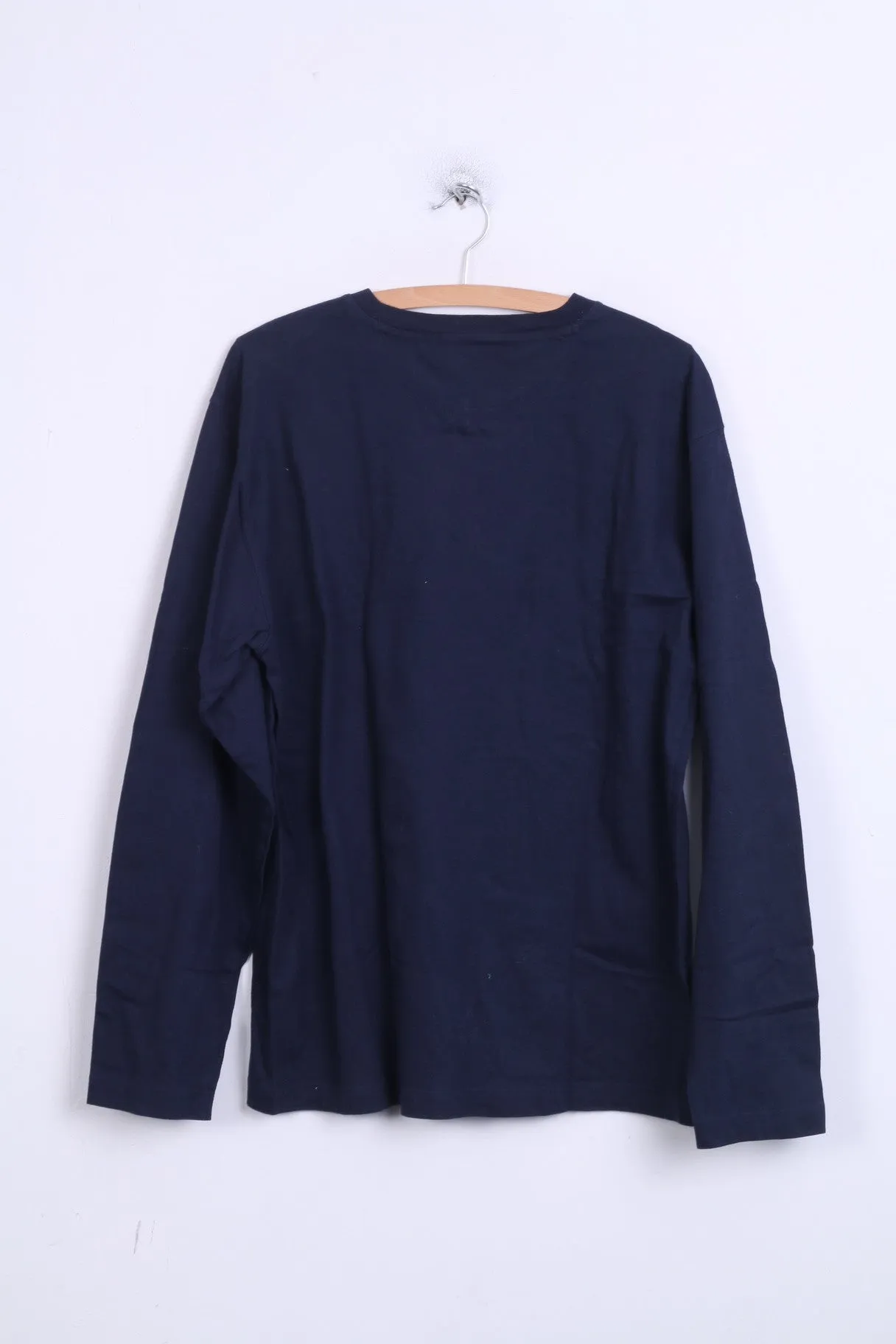Champion Mens XL Shirt V Neck Navy Long Sleeve Cotton Top
