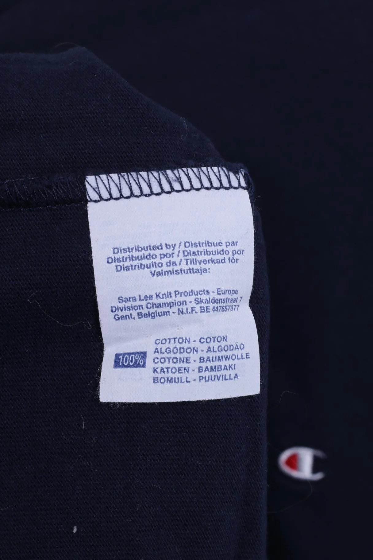 Champion Mens XL Shirt V Neck Navy Long Sleeve Cotton Top