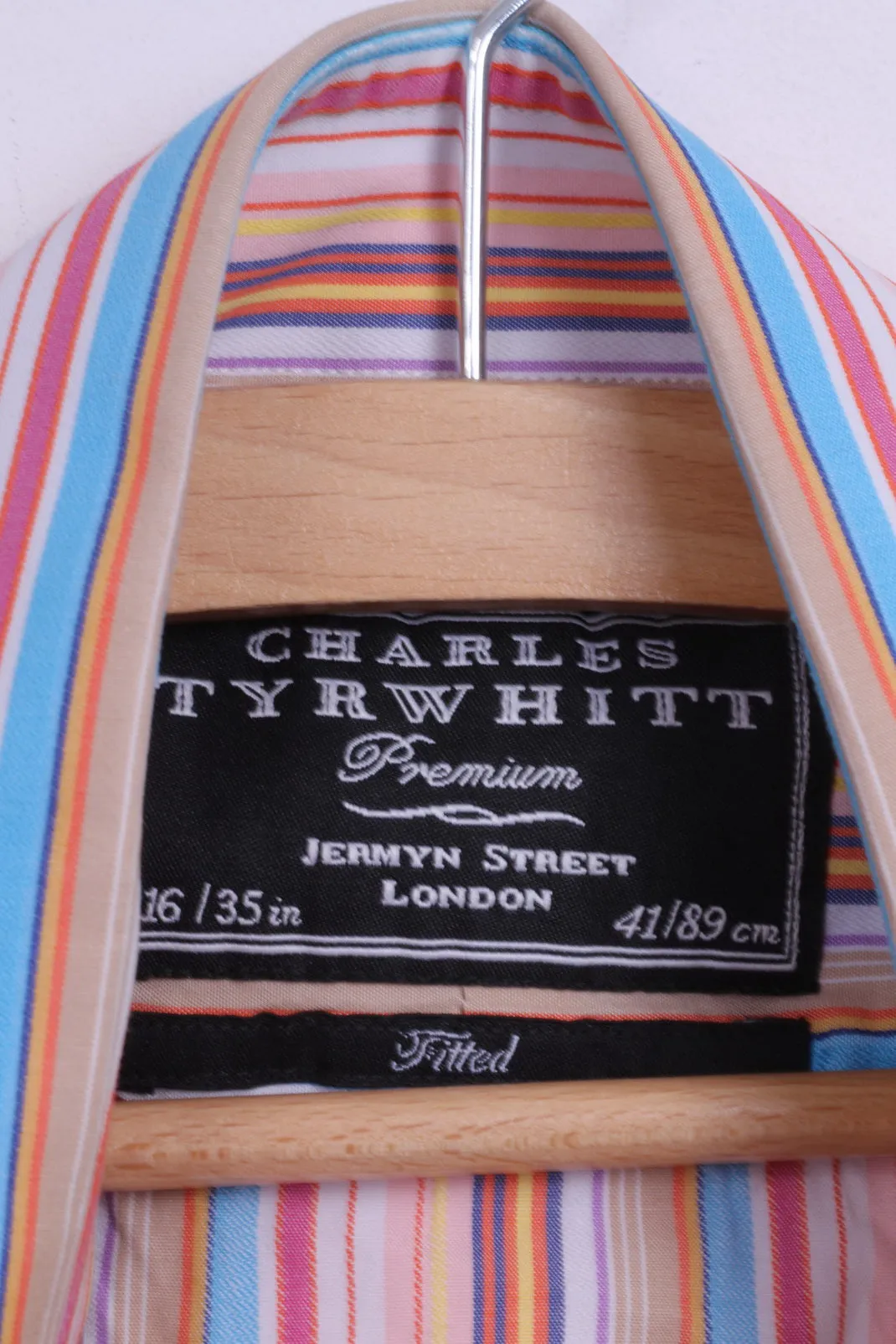 Charles Tyrwhitt London Mens 16 41 Casual Shirt Striped Multi Fitted Cufflinks