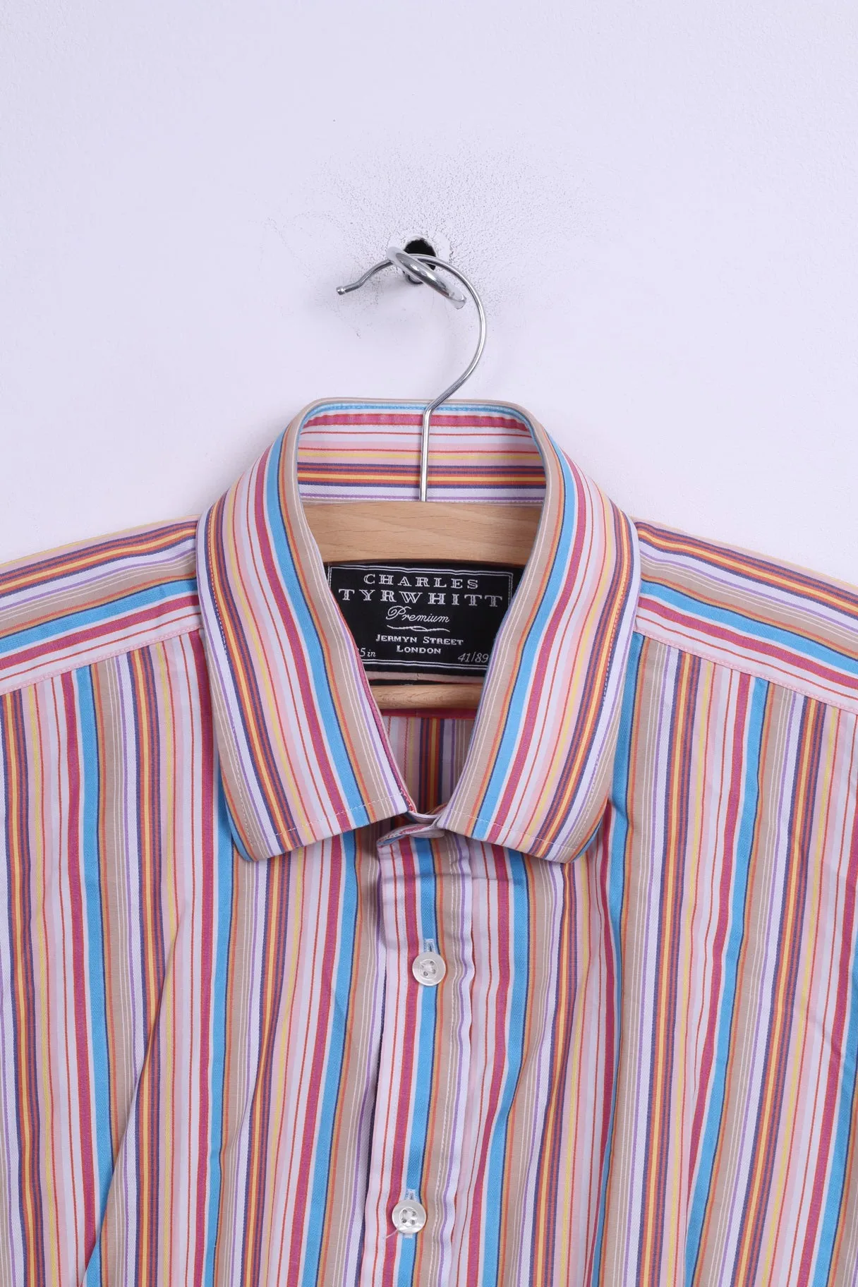 Charles Tyrwhitt London Mens 16 41 Casual Shirt Striped Multi Fitted Cufflinks