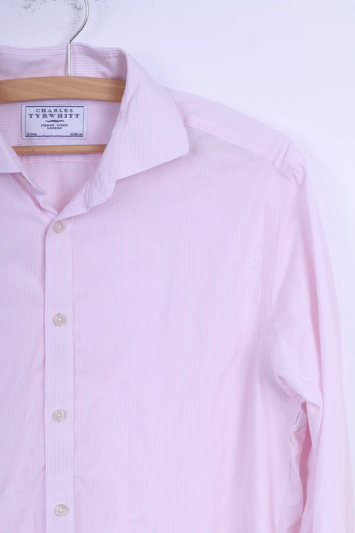 Charles Tyrwhitt Mens 16 41 L Formal Shirt White Striped Cotton Cufflinks