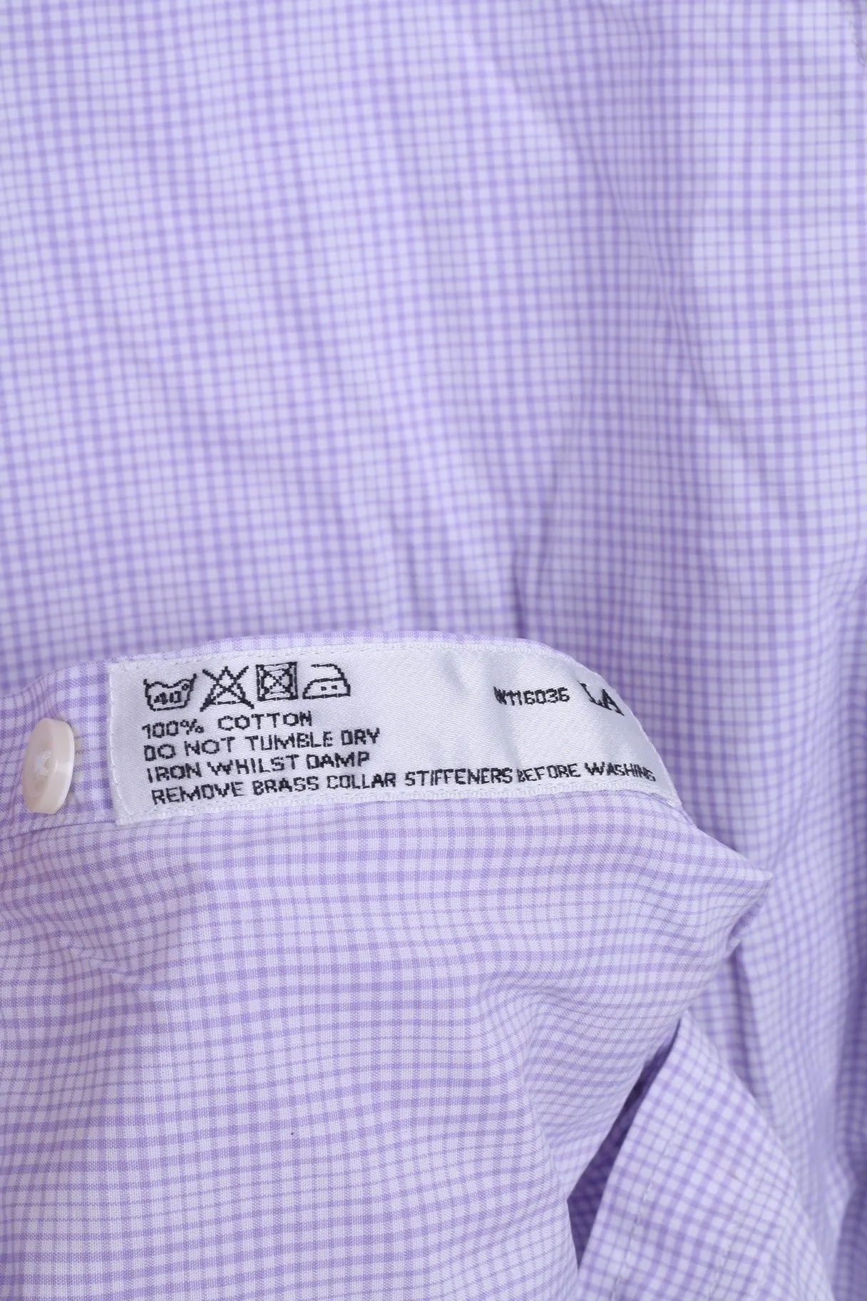 Charles Tyrwhitt Mens M 39 Casual Shirt Check Cotton Purple Long Sleeve