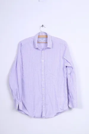 Charles Tyrwhitt Mens M 39 Casual Shirt Check Cotton Purple Long Sleeve