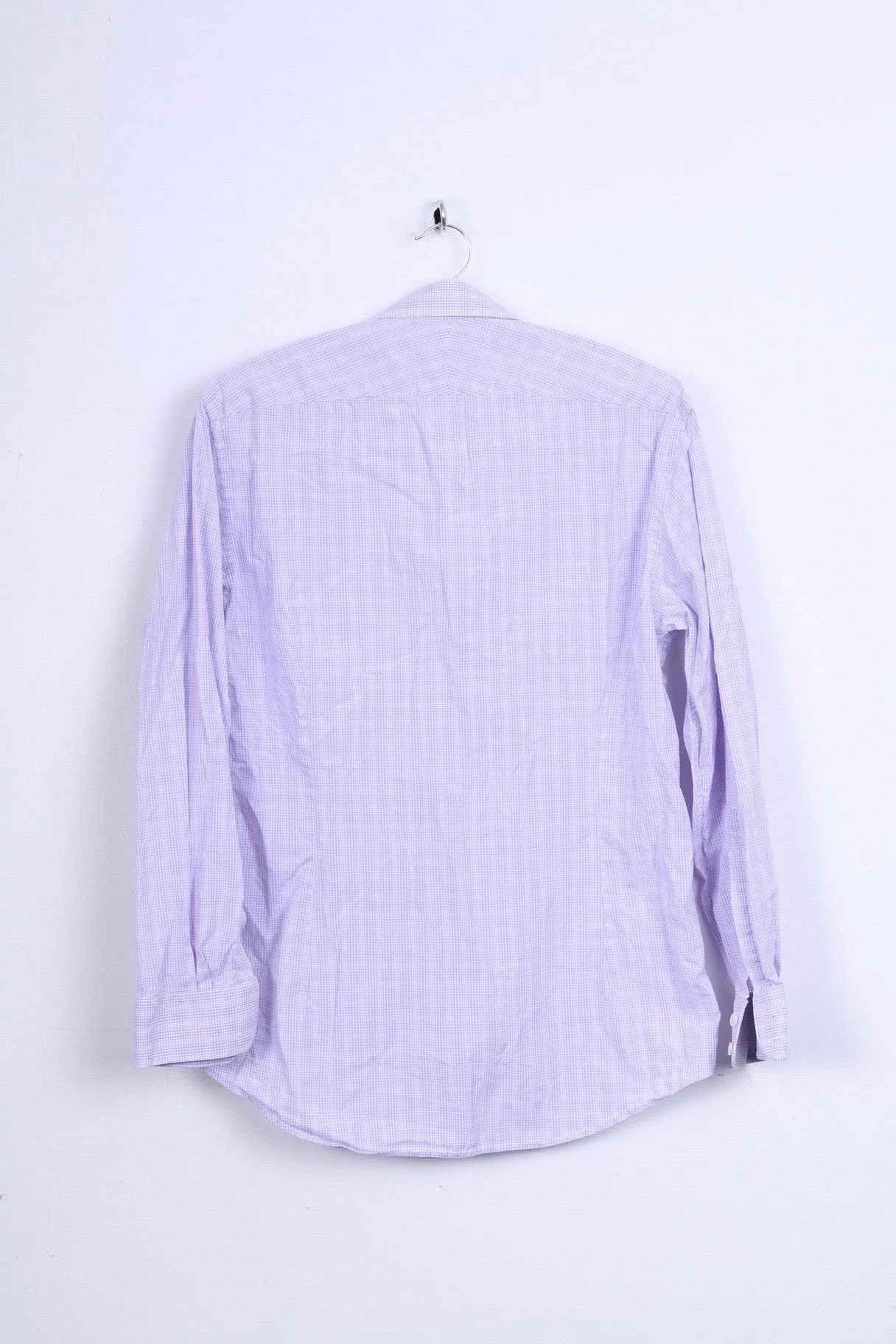 Charles Tyrwhitt Mens M 39 Casual Shirt Check Cotton Purple Long Sleeve