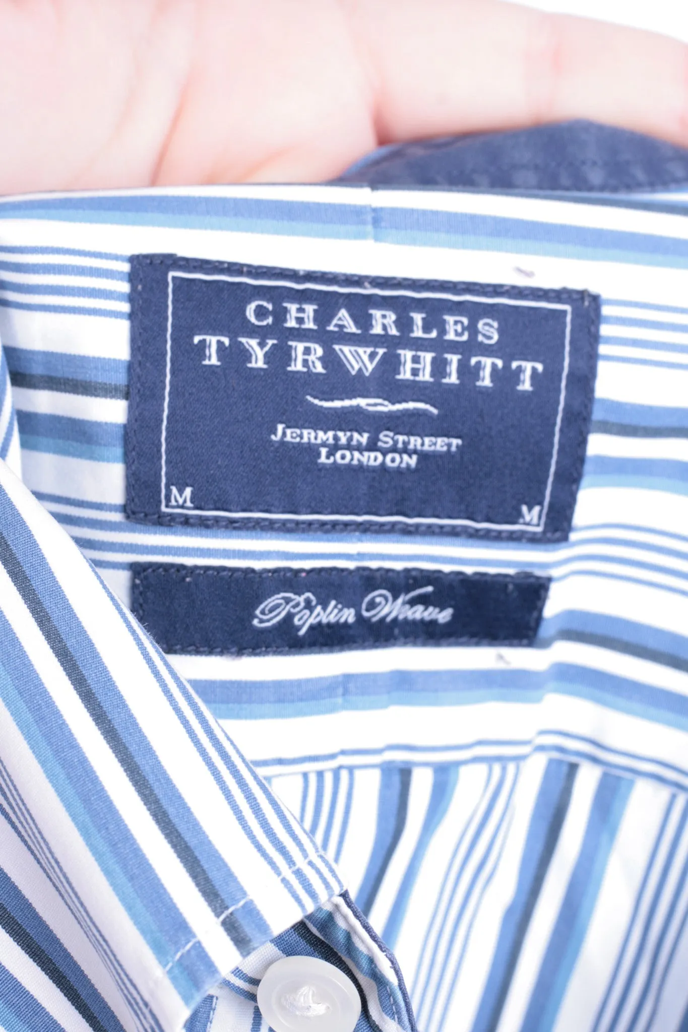 Charles Tyrwhitt Mens M Casual Shirt Striped Buttons Down Collar Cotton