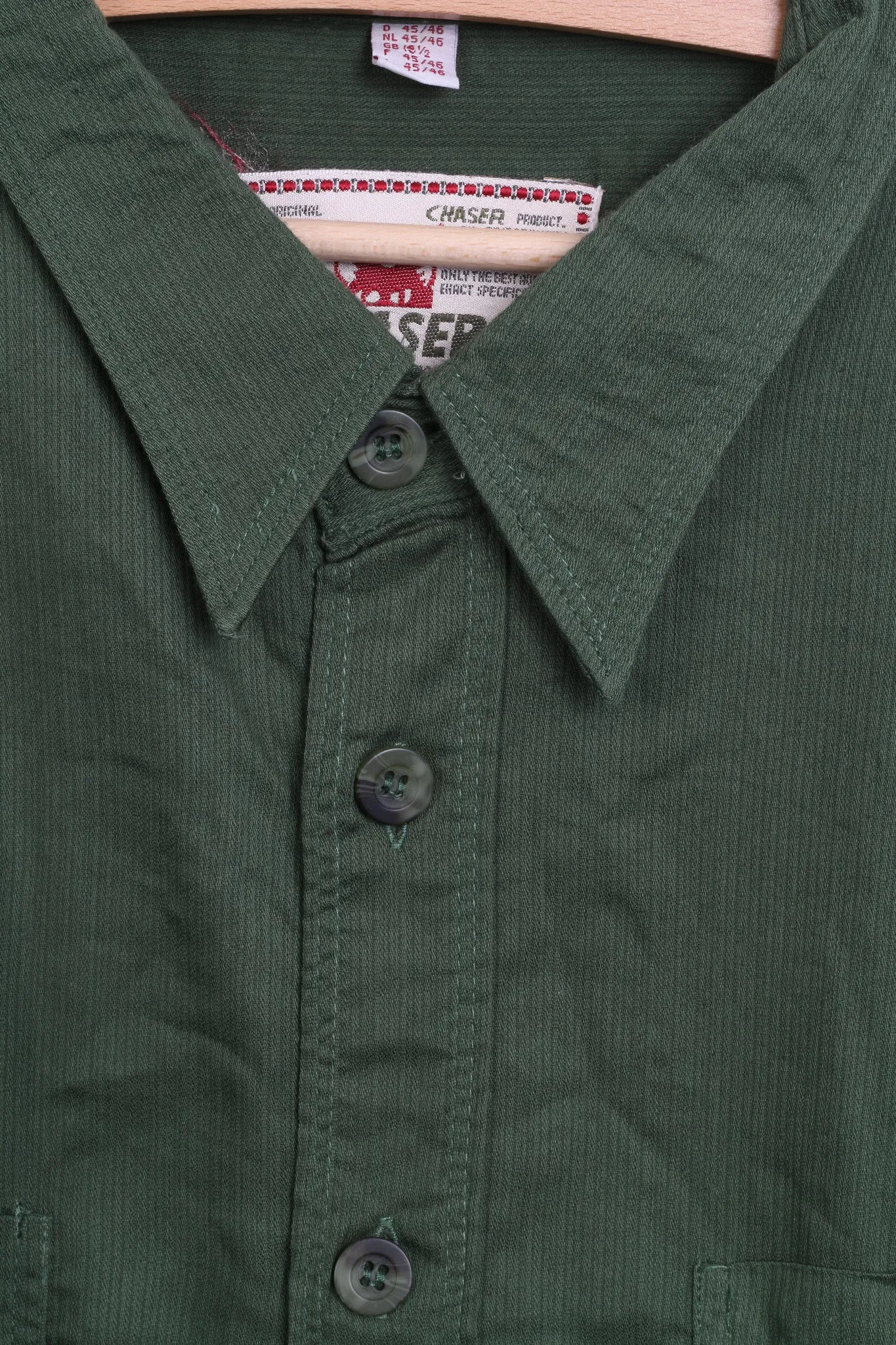 CHASER Mens 16.5 2XL Casual Shirt Bottle Green Cotton Standard Collar