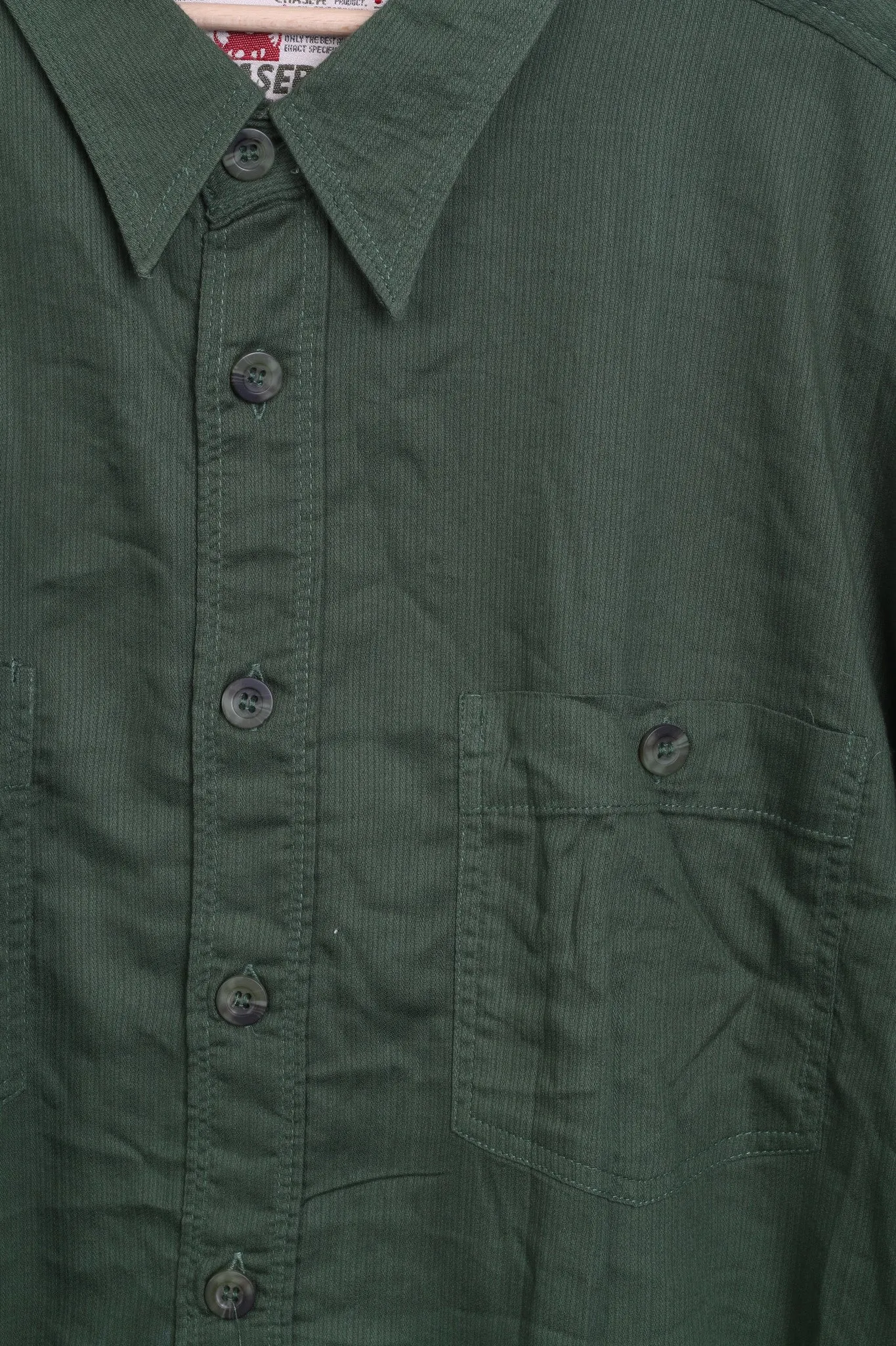 CHASER Mens 16.5 2XL Casual Shirt Bottle Green Cotton Standard Collar