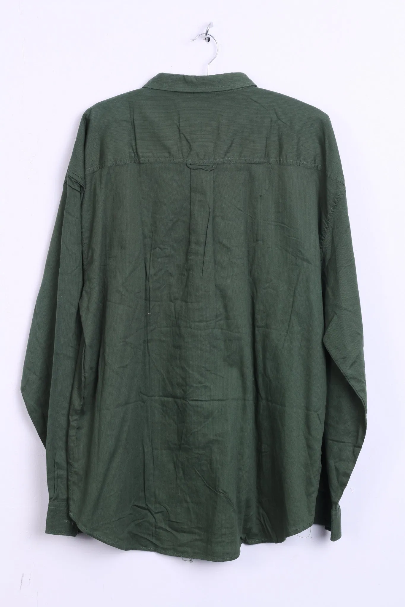 CHASER Mens 16.5 2XL Casual Shirt Bottle Green Cotton Standard Collar