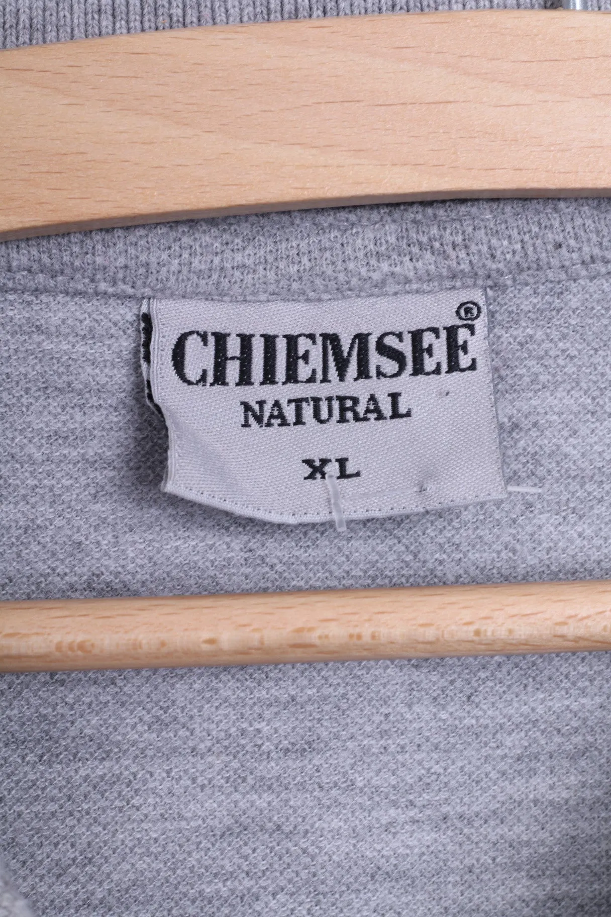 CHIEMSSEE Natural Mens XL Polo Shirt Grey Cotton Long Sleeve