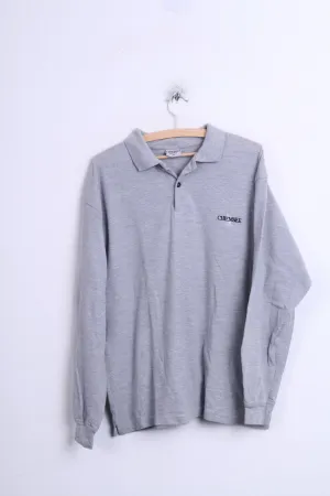 CHIEMSSEE Natural Mens XL Polo Shirt Grey Cotton Long Sleeve